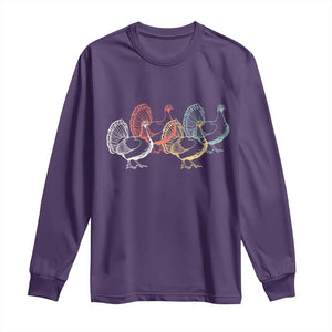 Thanksgiving Turkey Day Retro Poultry Holiday Long Sleeve Shirt TS11 Purple Print Your Wear