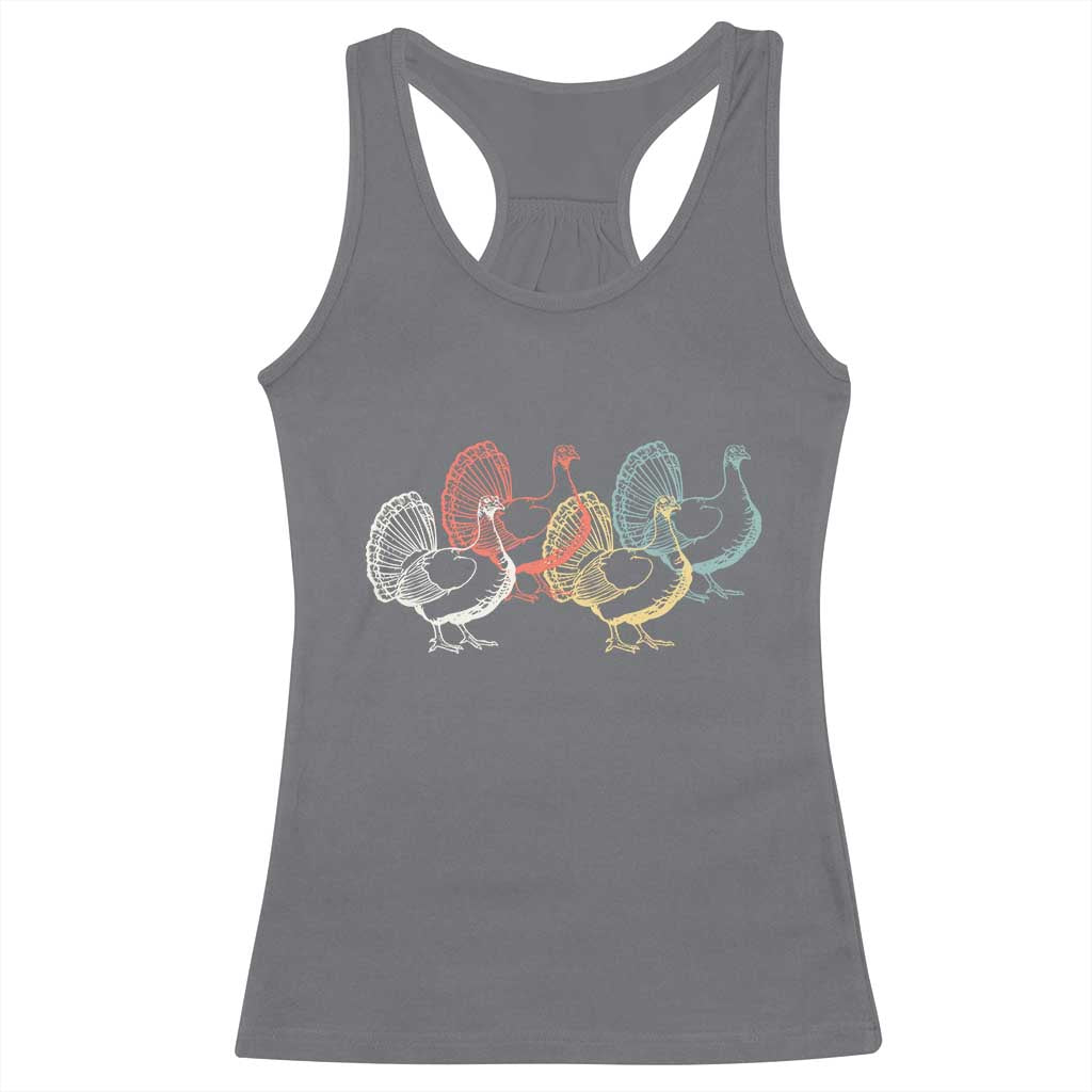 Thanksgiving Turkey Day Retro Poultry Holiday Racerback Tank Top TS11 Charcoal Print Your Wear