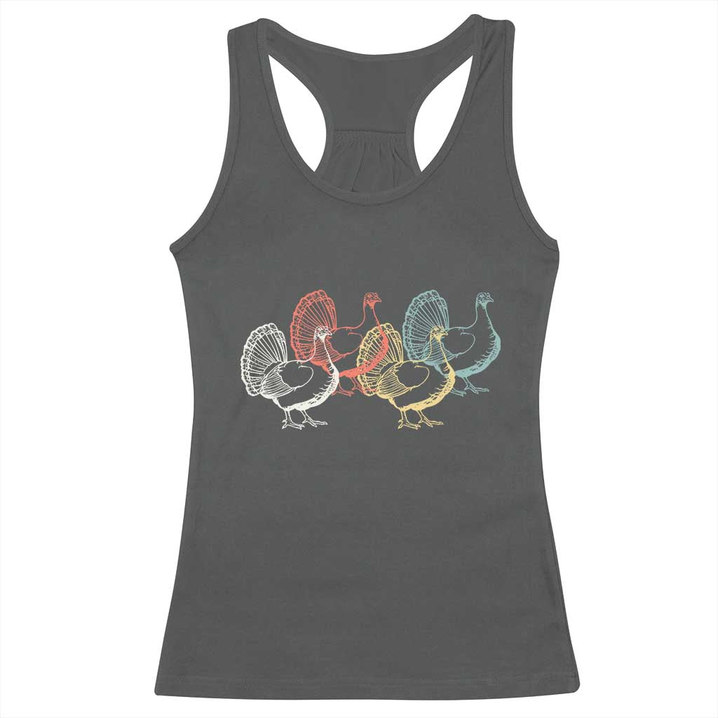 Thanksgiving Turkey Day Retro Poultry Holiday Racerback Tank Top TS11 Dark Heather Print Your Wear