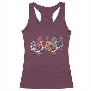 Thanksgiving Turkey Day Retro Poultry Holiday Racerback Tank Top TS11 Maroon Print Your Wear