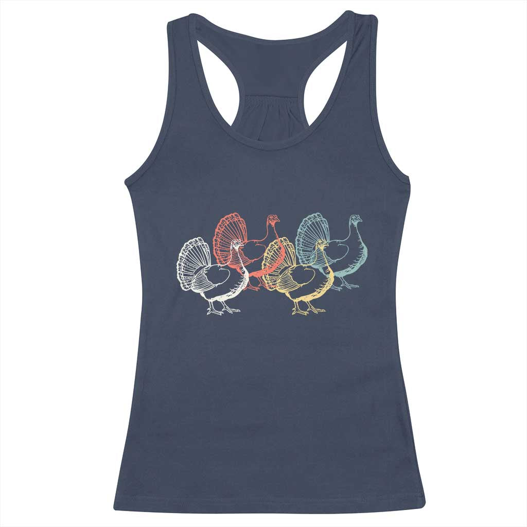Thanksgiving Turkey Day Retro Poultry Holiday Racerback Tank Top TS11 Navy Print Your Wear