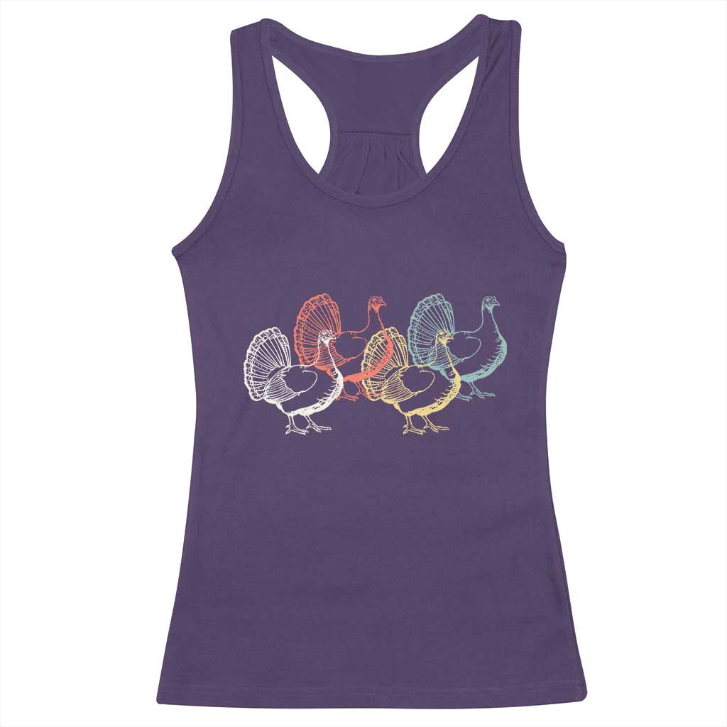 Thanksgiving Turkey Day Retro Poultry Holiday Racerback Tank Top TS11 Purple Print Your Wear