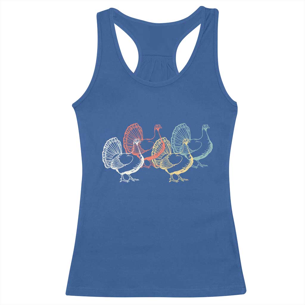 Thanksgiving Turkey Day Retro Poultry Holiday Racerback Tank Top TS11 Royal Blue Print Your Wear