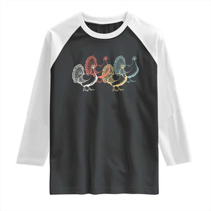 Thanksgiving Turkey Day Retro Poultry Holiday Raglan Shirt TS11 Black White Print Your Wear