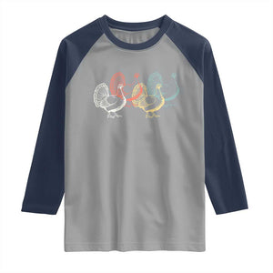 Thanksgiving Turkey Day Retro Poultry Holiday Raglan Shirt TS11 Sport Gray Navy Print Your Wear