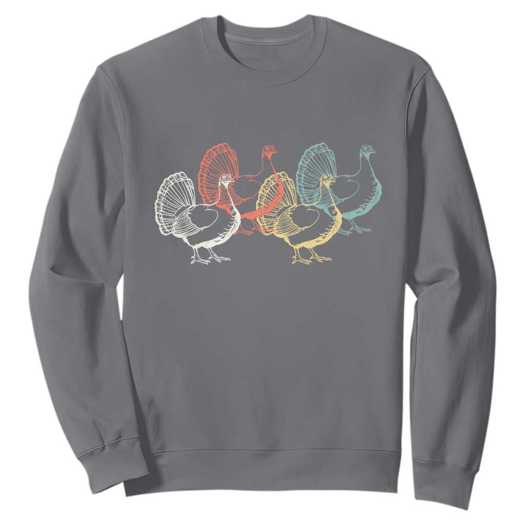 Thanksgiving Turkey Day Retro Poultry Holiday Sweatshirt TS11 Charcoal Print Your Wear