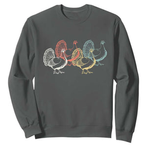 Thanksgiving Turkey Day Retro Poultry Holiday Sweatshirt TS11 Dark Heather Print Your Wear