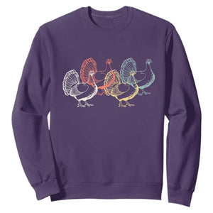Thanksgiving Turkey Day Retro Poultry Holiday Sweatshirt TS11 Purple Print Your Wear