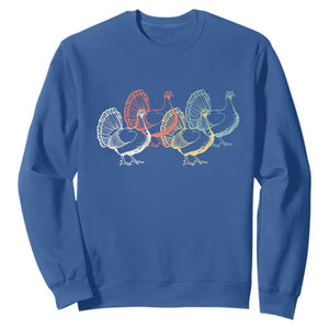 Thanksgiving Turkey Day Retro Poultry Holiday Sweatshirt TS11 Royal Blue Print Your Wear