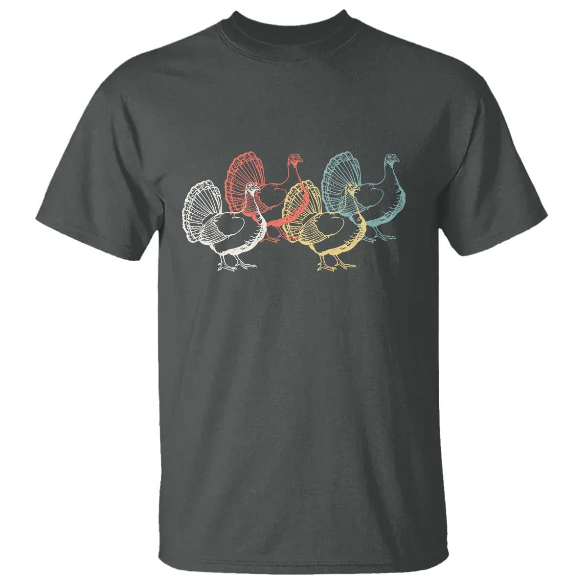 Thanksgiving Turkey Day Retro Poultry Holiday T Shirt TS11 Dark Heather Print Your Wear