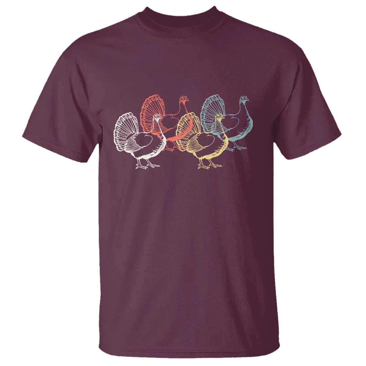 Thanksgiving Turkey Day Retro Poultry Holiday T Shirt TS11 Maroon Print Your Wear
