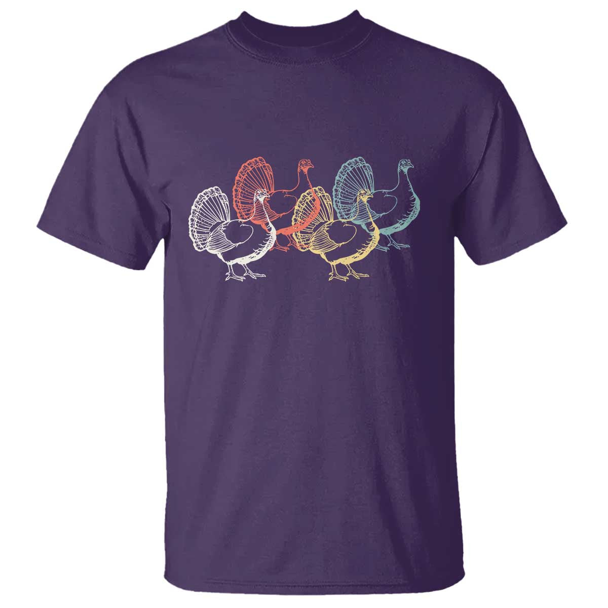 Thanksgiving Turkey Day Retro Poultry Holiday T Shirt TS11 Purple Print Your Wear