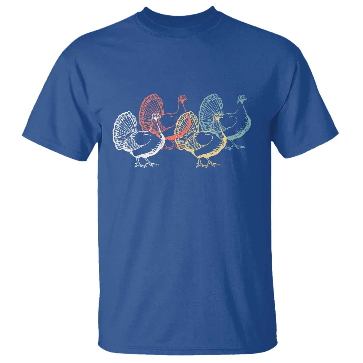 Thanksgiving Turkey Day Retro Poultry Holiday T Shirt TS11 Royal Blue Print Your Wear