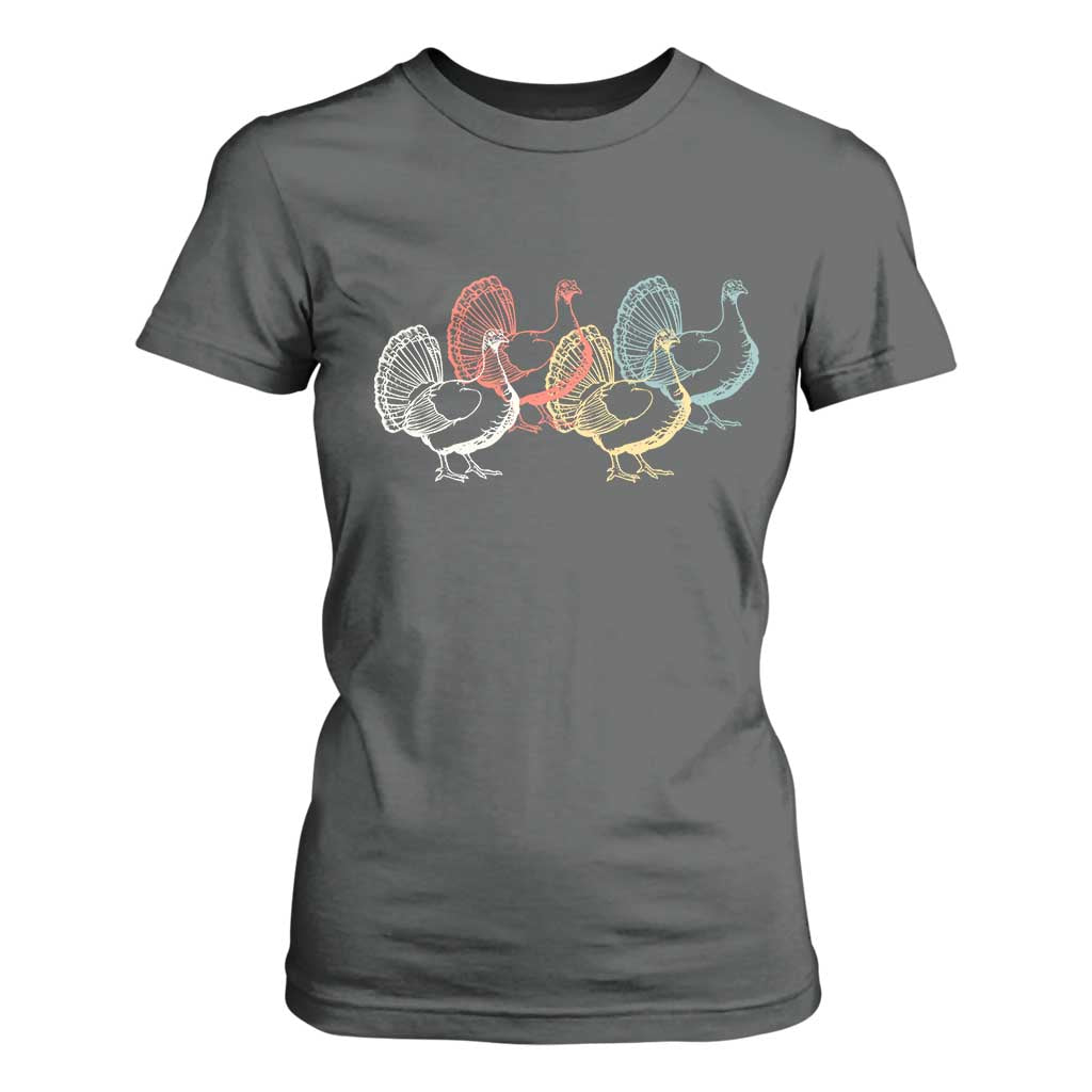 Thanksgiving Turkey Day Retro Poultry Holiday T Shirt For Women TS11 Dark Heather Print Your Wear