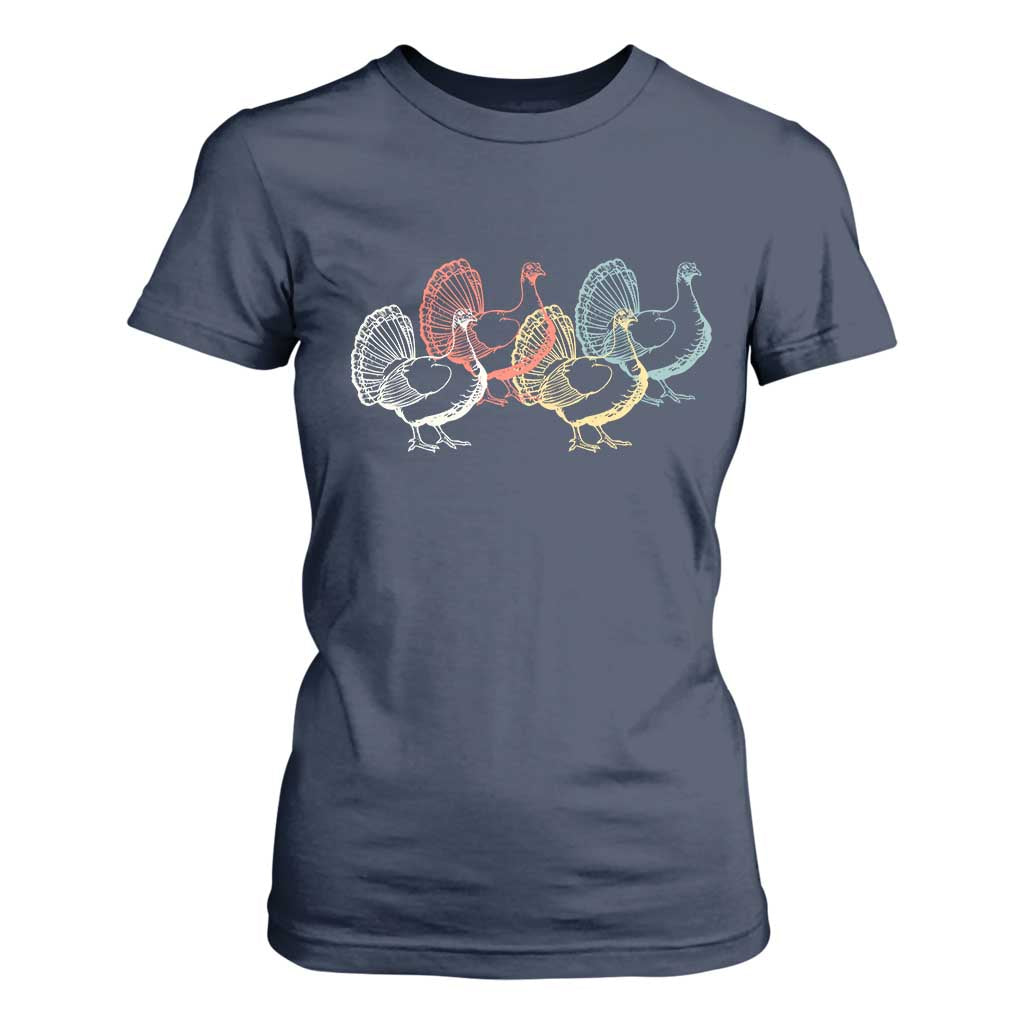 Thanksgiving Turkey Day Retro Poultry Holiday T Shirt For Women TS11 Navy Print Your Wear