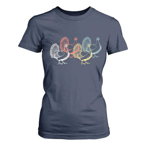 Thanksgiving Turkey Day Retro Poultry Holiday T Shirt For Women TS11 Navy Print Your Wear
