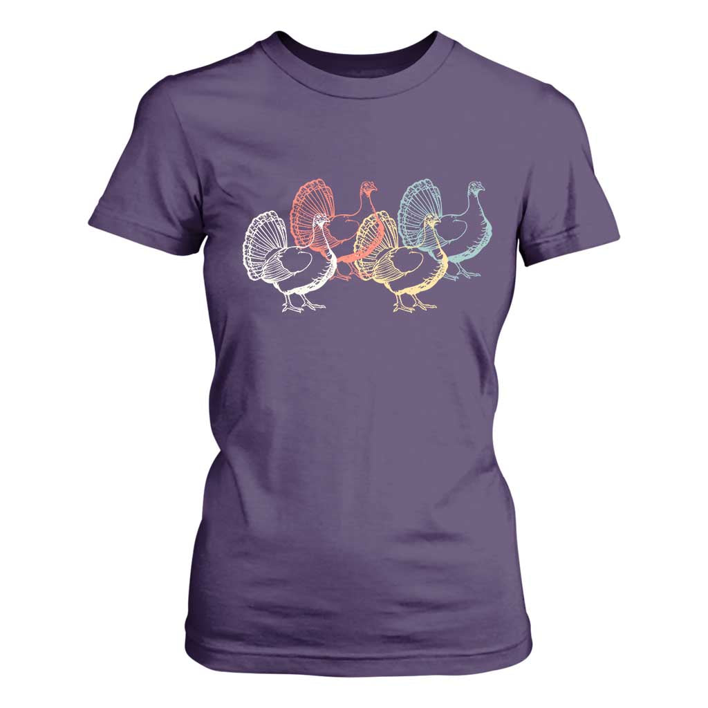 Thanksgiving Turkey Day Retro Poultry Holiday T Shirt For Women TS11 Purple Print Your Wear