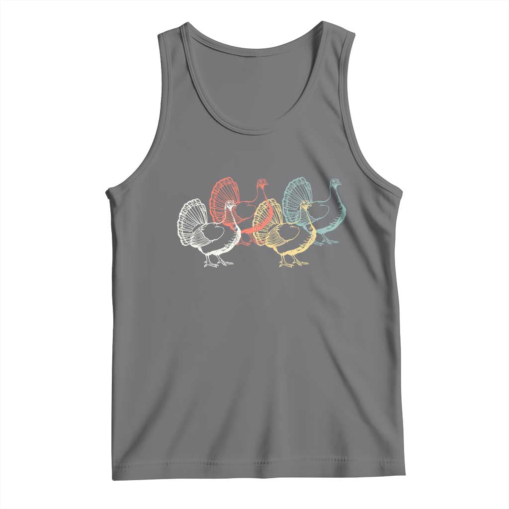 Thanksgiving Turkey Day Retro Poultry Holiday Tank Top TS11 Black Heather Print Your Wear