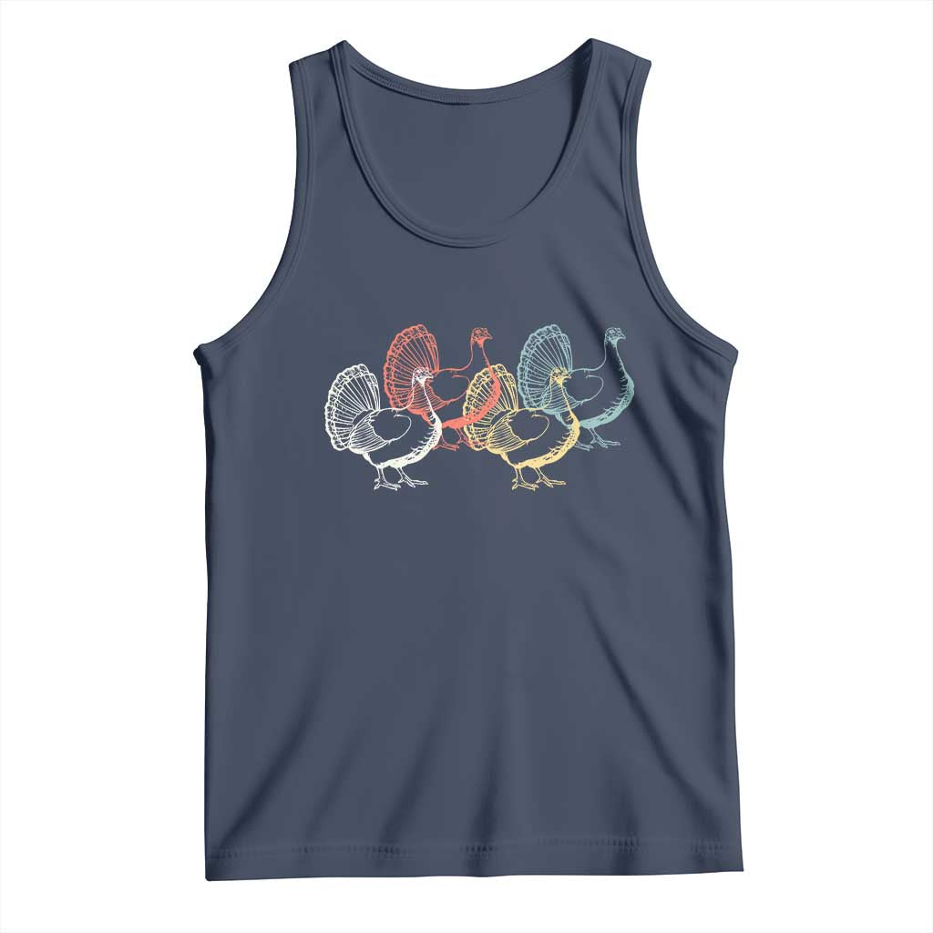 Thanksgiving Turkey Day Retro Poultry Holiday Tank Top TS11 Navy Print Your Wear