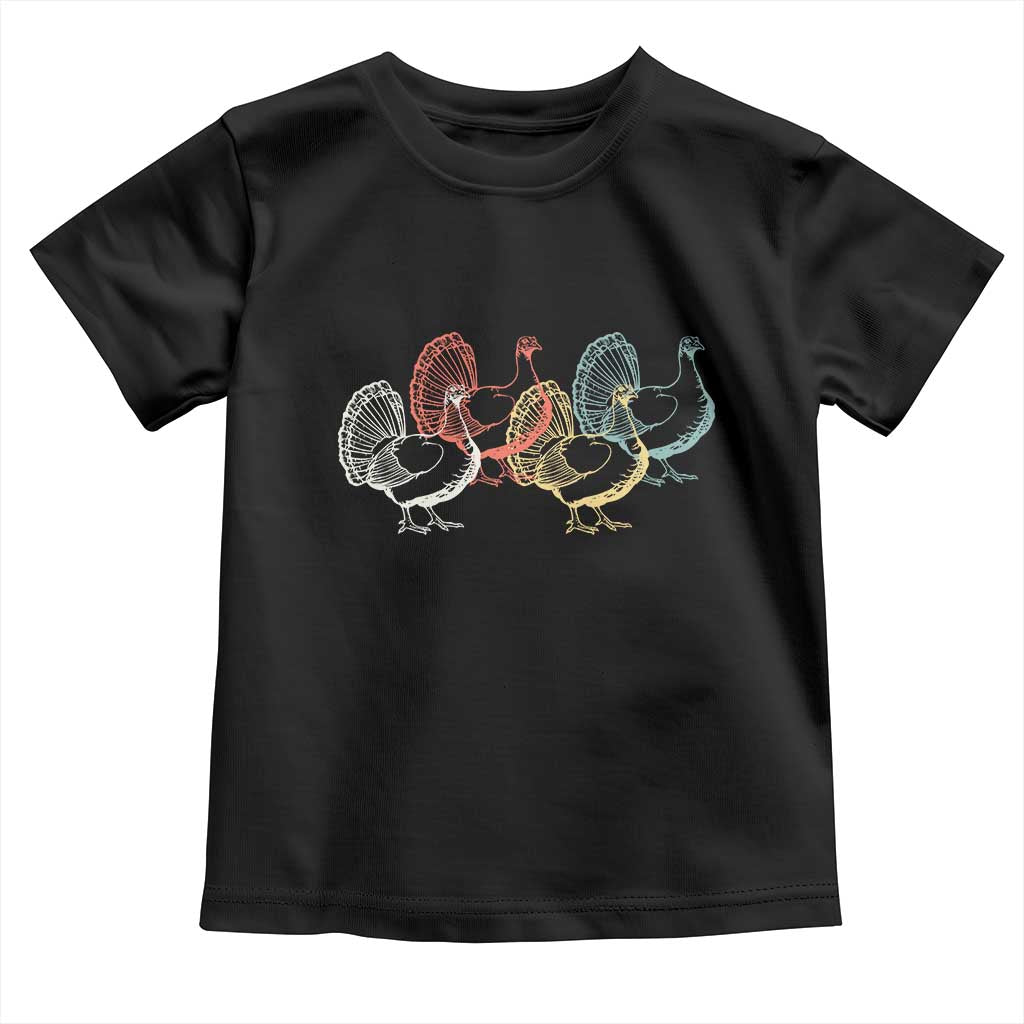 Thanksgiving Turkey Day Retro Poultry Holiday Toddler T Shirt TS11 Black Print Your Wear