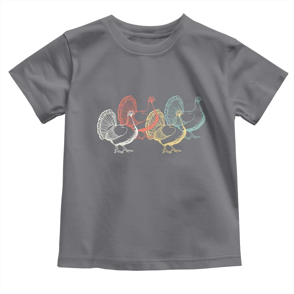 Thanksgiving Turkey Day Retro Poultry Holiday Toddler T Shirt TS11 Charcoal Print Your Wear