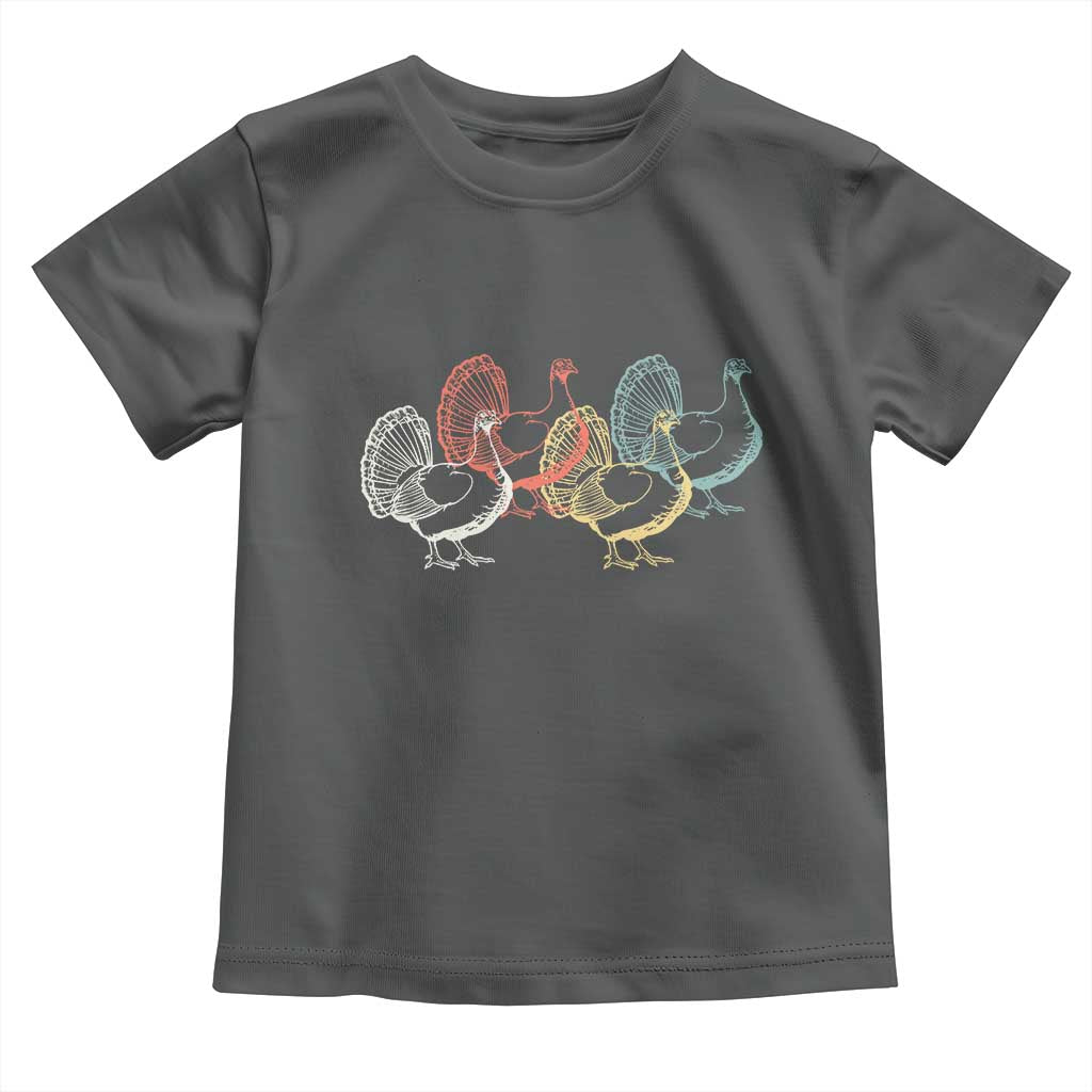 Thanksgiving Turkey Day Retro Poultry Holiday Toddler T Shirt TS11 Dark Heather Print Your Wear