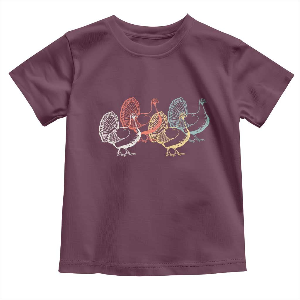 Thanksgiving Turkey Day Retro Poultry Holiday Toddler T Shirt TS11 Maroon Print Your Wear
