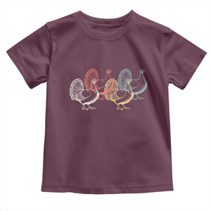 Thanksgiving Turkey Day Retro Poultry Holiday Toddler T Shirt TS11 Maroon Print Your Wear