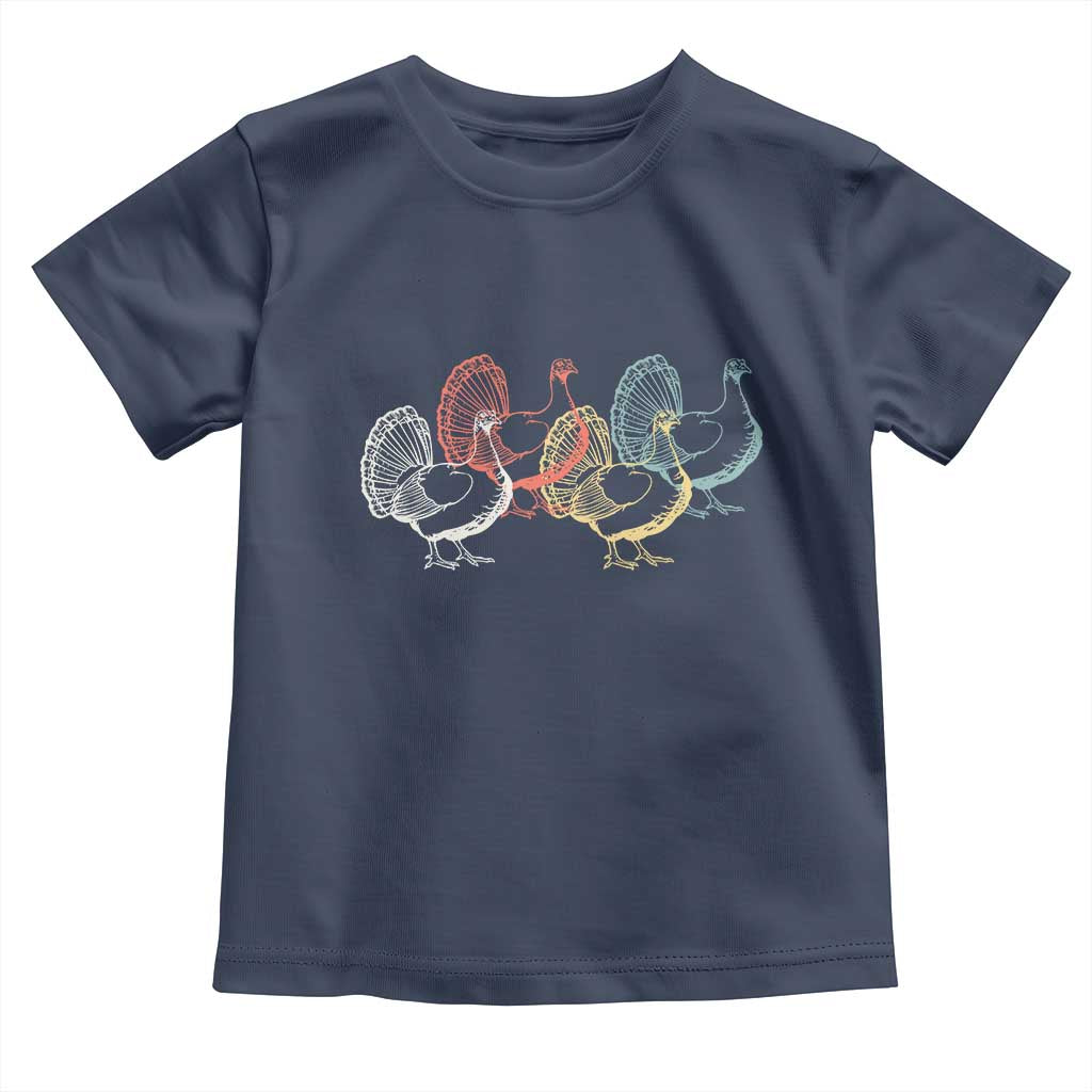 Thanksgiving Turkey Day Retro Poultry Holiday Toddler T Shirt TS11 Navy Print Your Wear