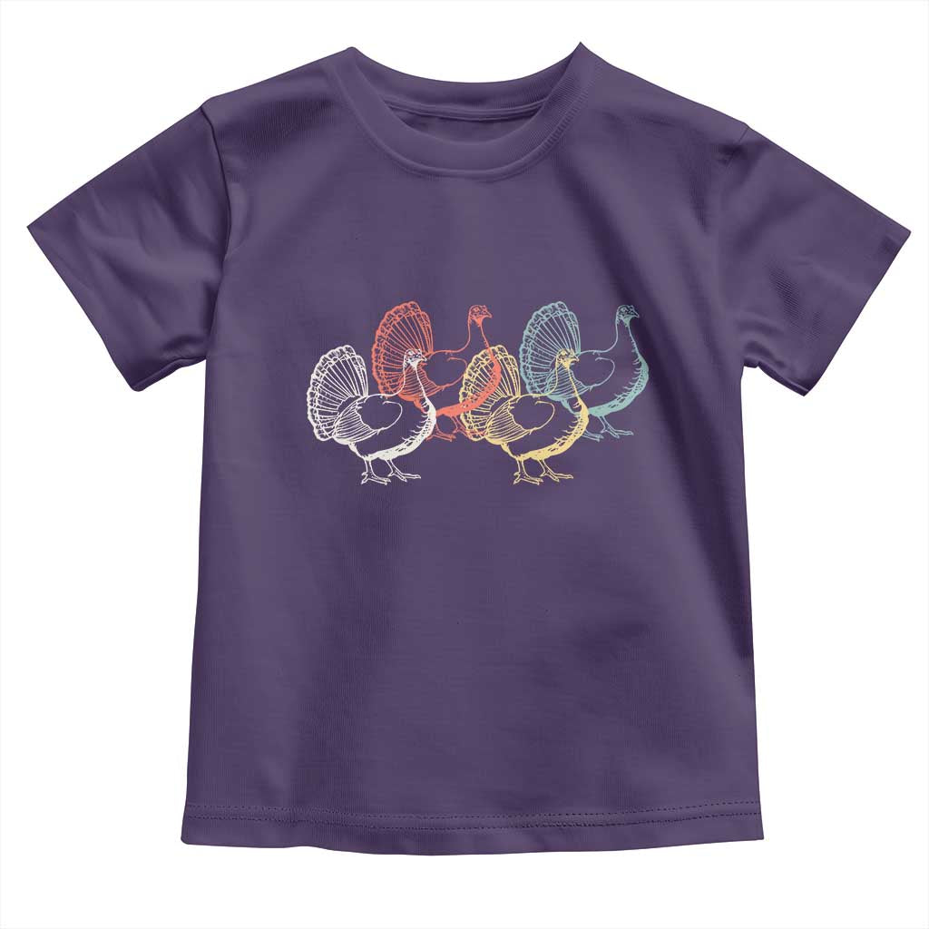 Thanksgiving Turkey Day Retro Poultry Holiday Toddler T Shirt TS11 Purple Print Your Wear