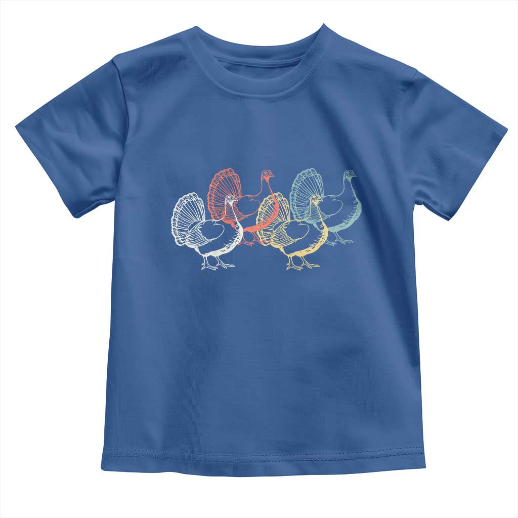 Thanksgiving Turkey Day Retro Poultry Holiday Toddler T Shirt TS11 Royal Blue Print Your Wear