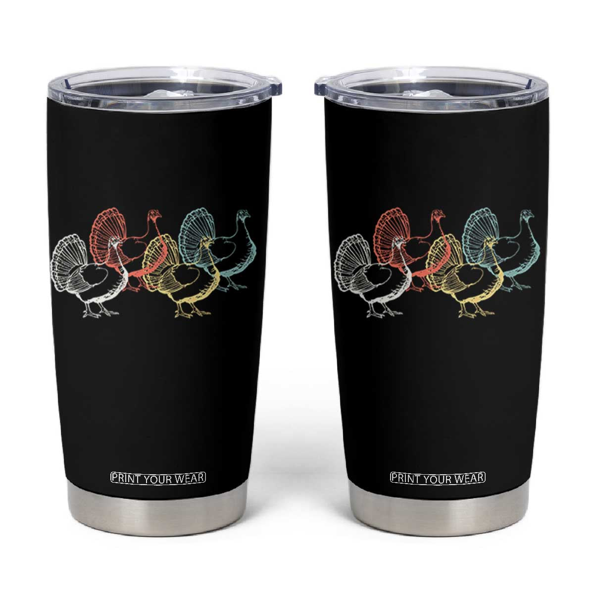 Thanksgiving Turkey Day Retro Poultry Holiday Tumbler Cup TS11 Black Print Your Wear