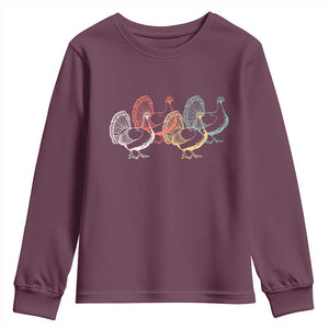 Thanksgiving Turkey Day Retro Poultry Holiday Youth Sweatshirt TS11 Maroon Print Your Wear