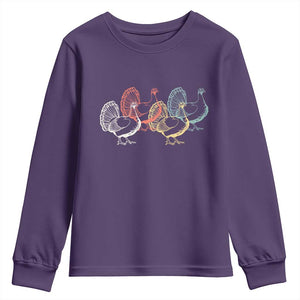 Thanksgiving Turkey Day Retro Poultry Holiday Youth Sweatshirt TS11 Purple Print Your Wear