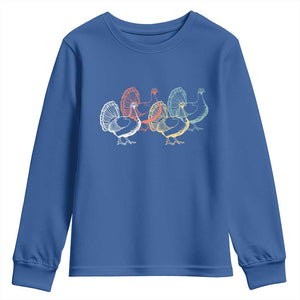 Thanksgiving Turkey Day Retro Poultry Holiday Youth Sweatshirt TS11 Royal Blue Print Your Wear
