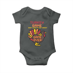 Funny Thanksgiving Turkey Baby Onesie Turkey Game Dont Look At The Turkey TS11 Dark Heather Print Your Wear