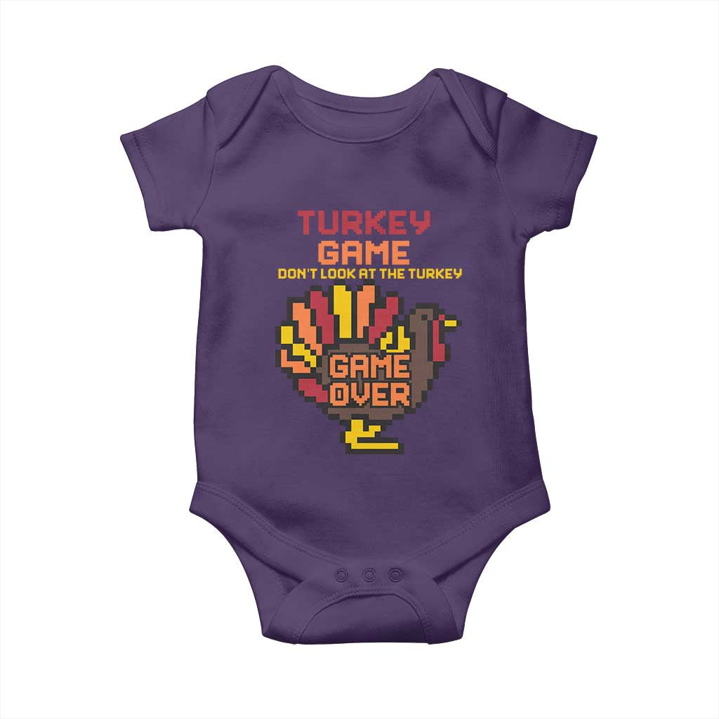 Funny Thanksgiving Turkey Baby Onesie Turkey Game Dont Look At The Turkey TS11 Purple Print Your Wear