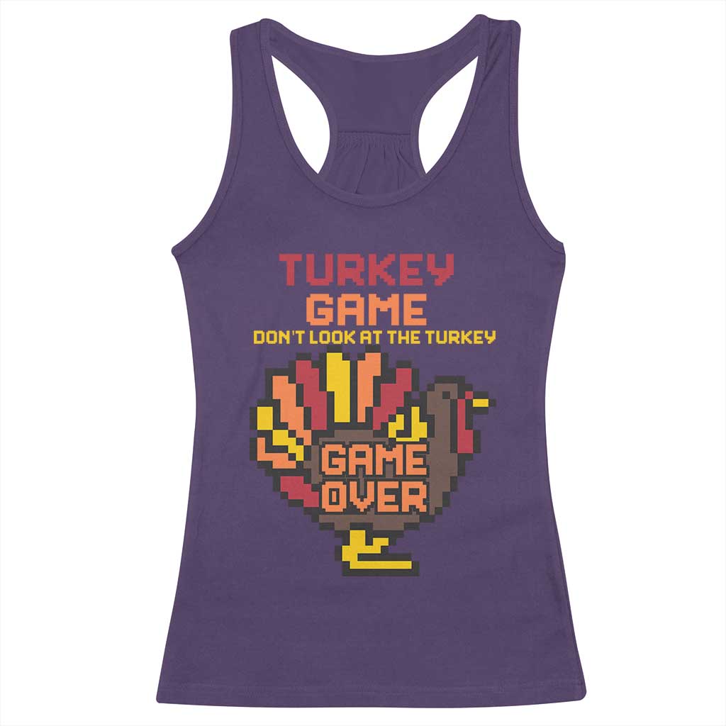 Funny Thanksgiving Turkey Racerback Tank Top Turkey Game Dont Look At The Turkey TS11 Purple Print Your Wear