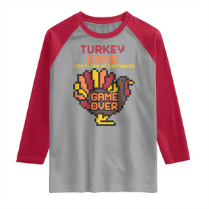 Funny Thanksgiving Turkey Raglan Shirt Turkey Game Dont Look At The Turkey TS11 Sport Gray Red Print Your Wear