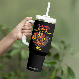 Funny Thanksgiving Turkey Tumbler With Handle Turkey Game Dont Look At The Turkey TS11 Print Your Wear
