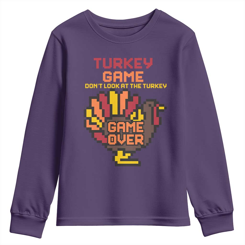 Funny Thanksgiving Turkey Youth Sweatshirt Turkey Game Dont Look At The Turkey TS11 Purple Print Your Wear