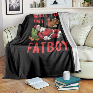 Funny Thanksgiving Christmas Throw Blanket Wait Your Turn Fat Boy Turkey Santa TS11 Print Your Wear