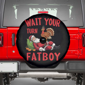 Funny Thanksgiving Christmas Spare Tire Cover Wait Your Turn Fat Boy Turkey Santa TS11 Black Print Your Wear