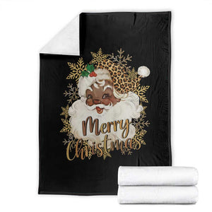 Funny Retro Black Santa Merry Christmas Leopard Throw Blanket TS11 Black Print Your Wear