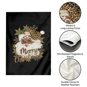 Funny Retro Black Santa Merry Christmas Leopard Garden Flag TS11 Print Your Wear