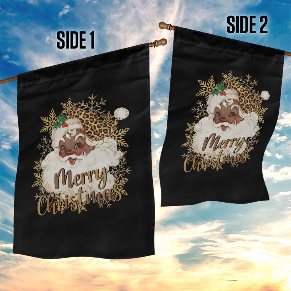 Funny Retro Black Santa Merry Christmas Leopard Garden Flag TS11 Print Your Wear