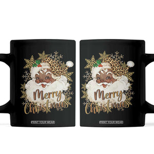 Funny Retro Black Santa Merry Christmas Leopard Coffee Mug TS11 Black Print Your Wear