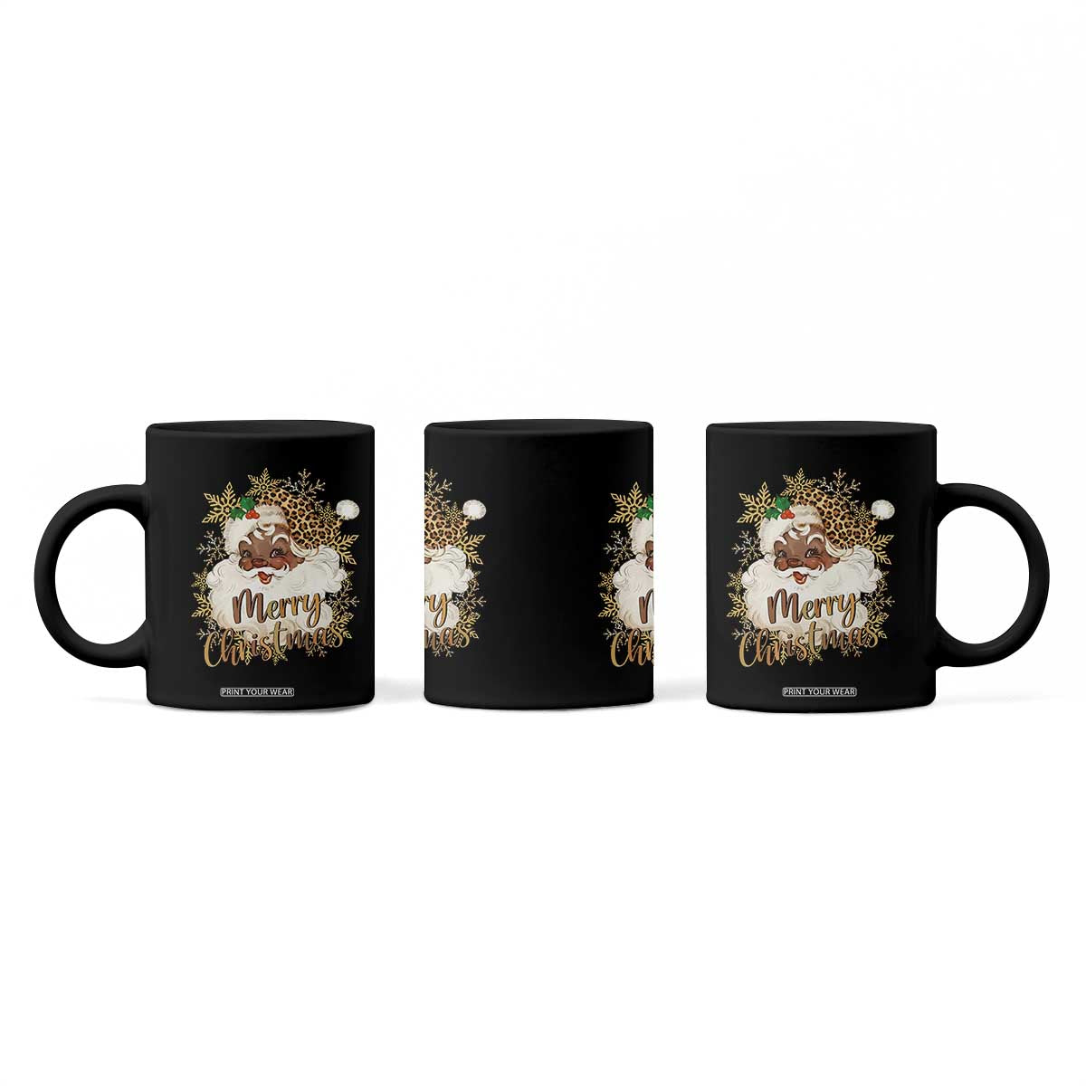 Funny Retro Black Santa Merry Christmas Leopard Coffee Mug TS11 Print Your Wear