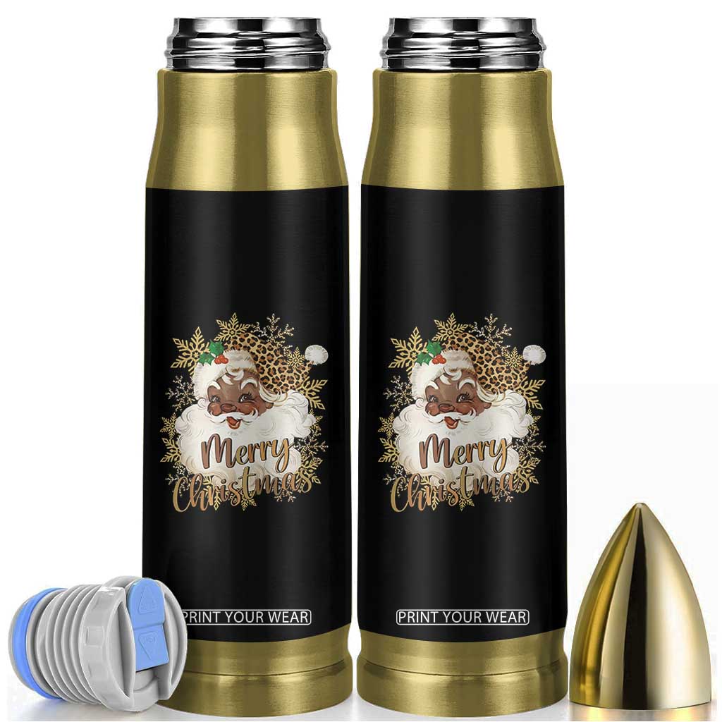 Funny Retro Black Santa Merry Christmas Leopard Bullet Tumbler TS11 Black Print Your Wear