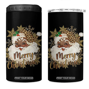 Funny Retro Black Santa Merry Christmas Leopard 4 in 1 Can Cooler Tumbler TS11 One Size: 16 oz Black Print Your Wear